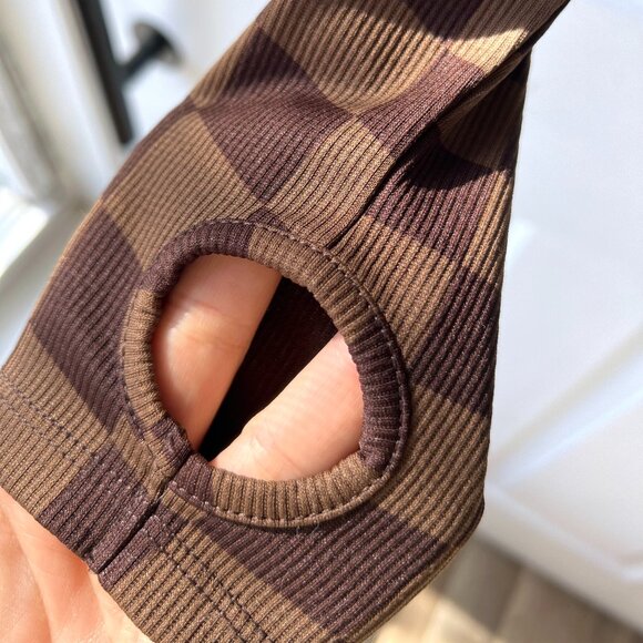 EUC H&M Zip Front Top in Brown Checkered - Picture 3 of 5